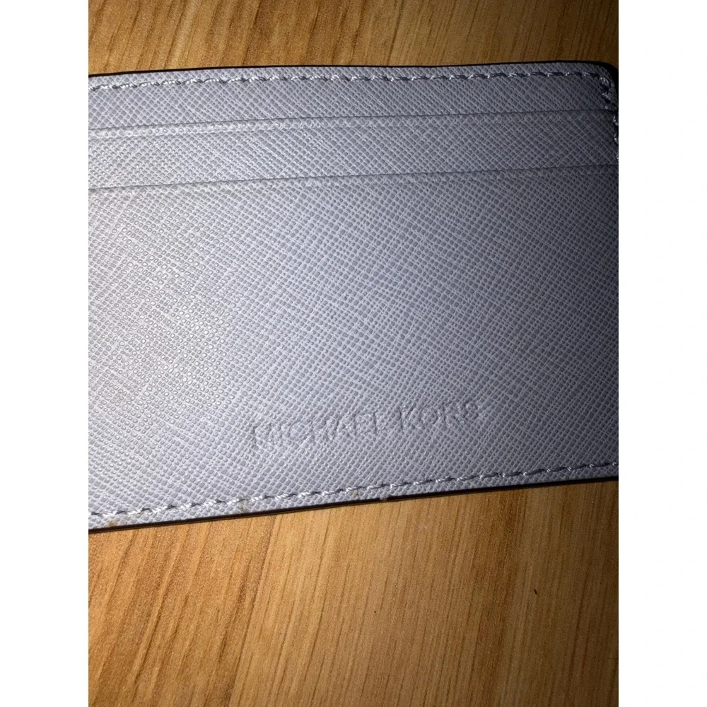Michael Kors Saffiano Leather Card Holder Slim ID Case Light Blue